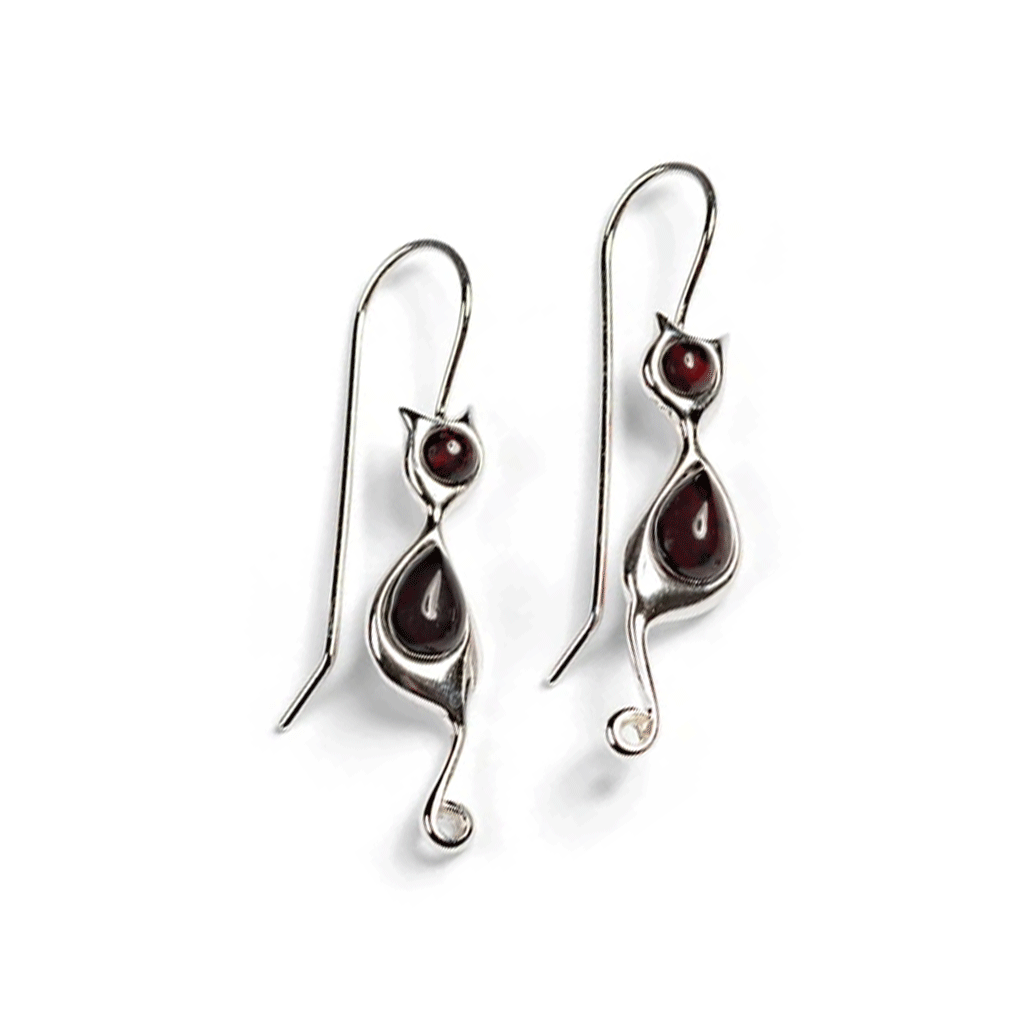 Black Cat Baltic Cherry Amber Earrings - Cotswold Jewellery