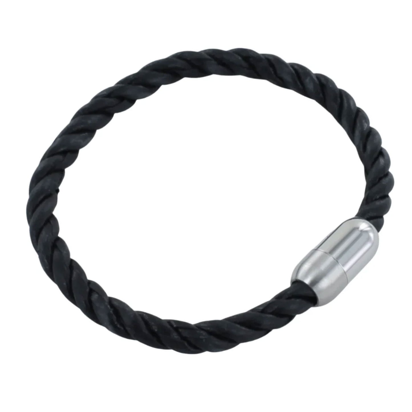 Reeves & Reeves Twisted Bond Leather Black Bracelet