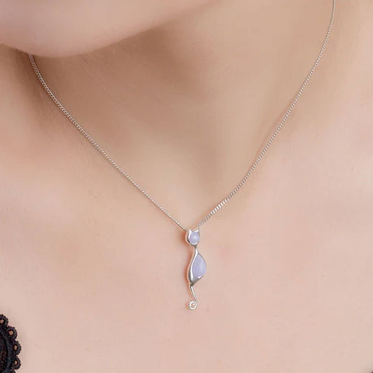 Cat Blue Lace Agate Necklace - Cotswold Jewellery
