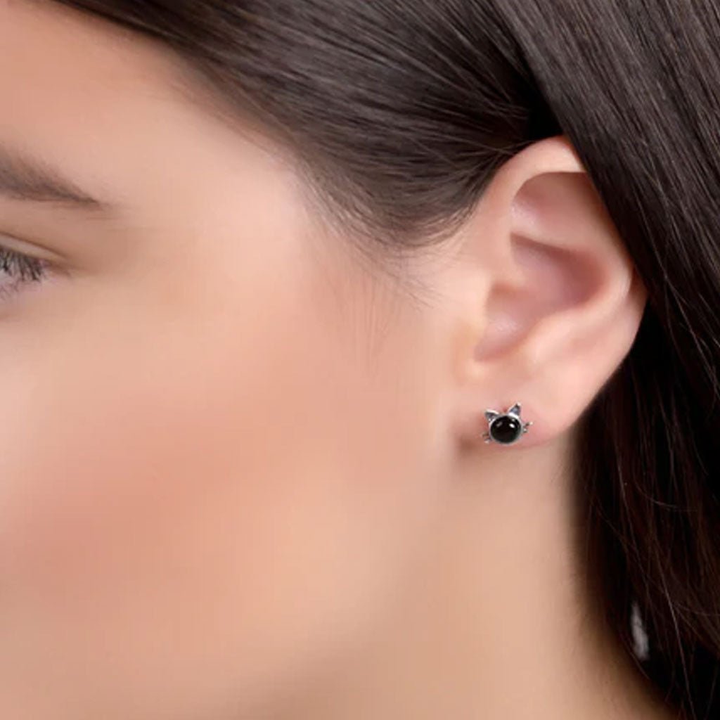 Cat Face Cherry Amber Earrings - Cotswold Jewellery