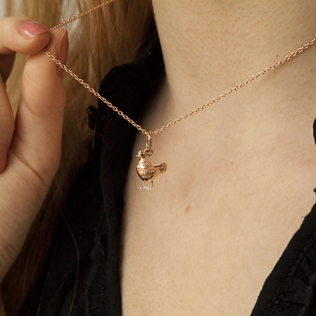 Chicken Rose Gold Necklace - Cotswold Jewellery