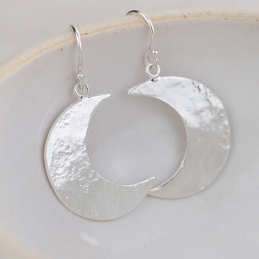 Crescent Moon Sterling Silver Handmade Earrings - Cotswold Jewellery