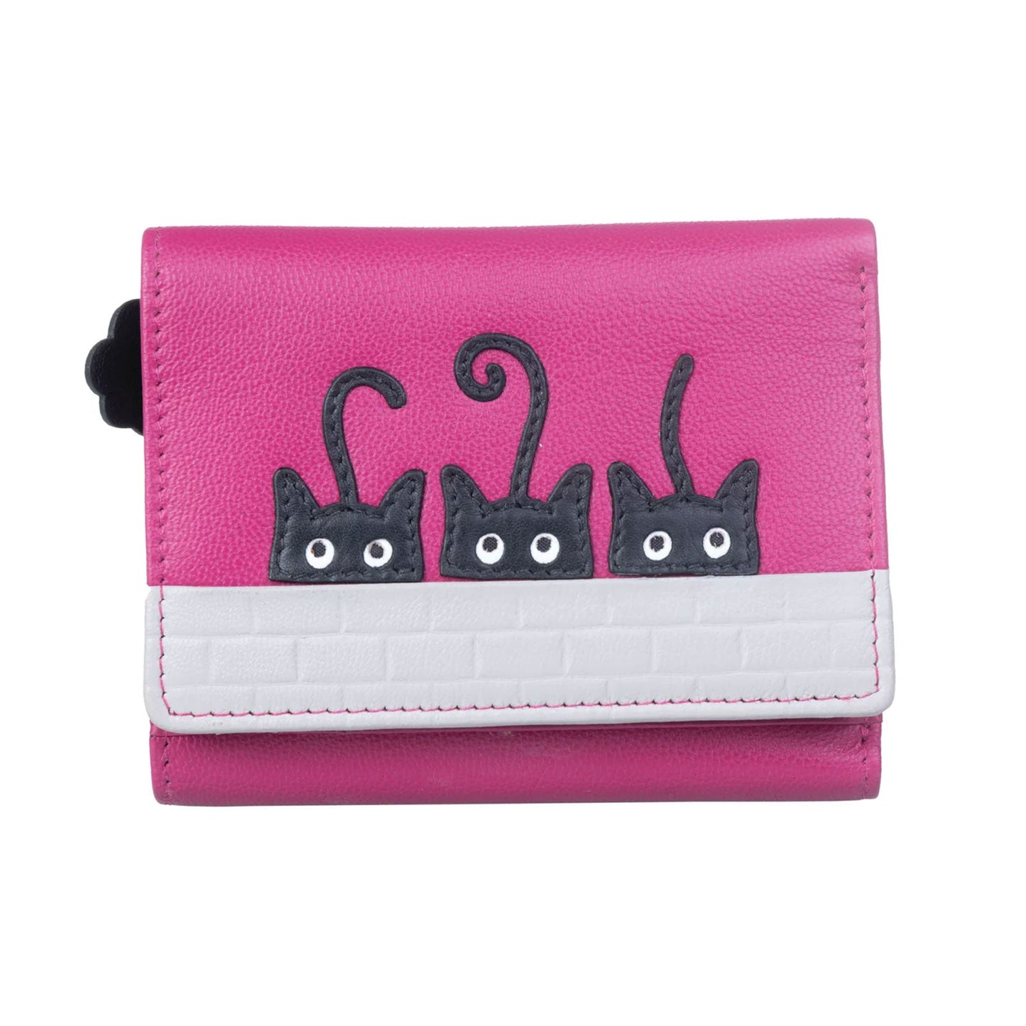 Cute Cats Pink Leather Trifold Purse - Cotswold Jewellery