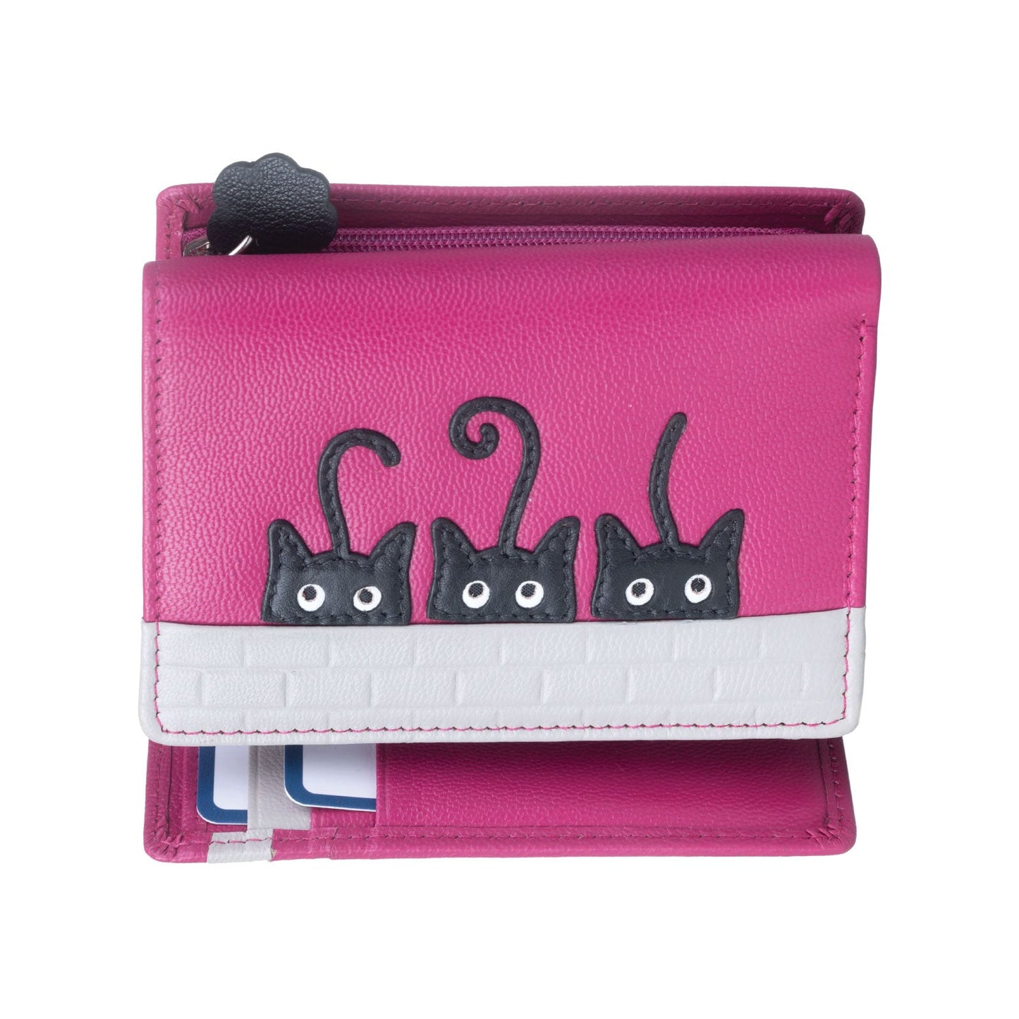 Cute Cats Pink Leather Trifold Purse - Cotswold Jewellery