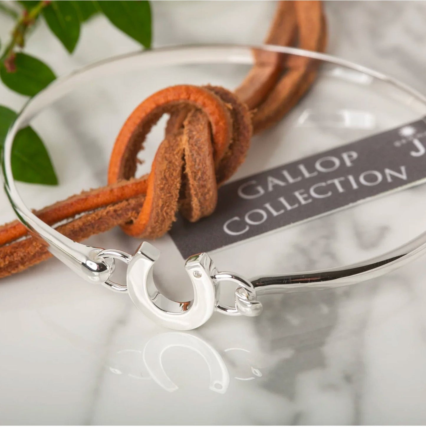 Diamond Horseshoe Recycled Sterling Silver Bangle - Cotswold Jewellery