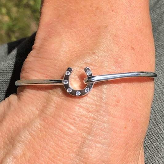 Equestrian Horseshoe Sterling Silver Bangle - Cotswold Jewellery