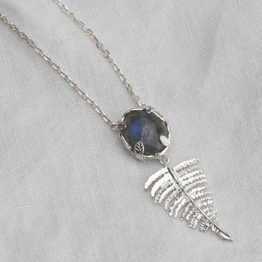 Fern Drop Leaf with Labradorite Necklace - Cotswold Jewellery