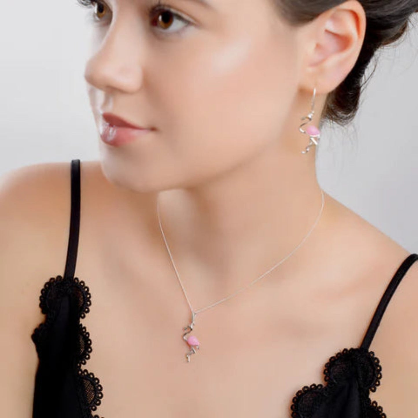 Flamingo Sterling Silver & Pink Agate Necklace - Cotswold Jewellery