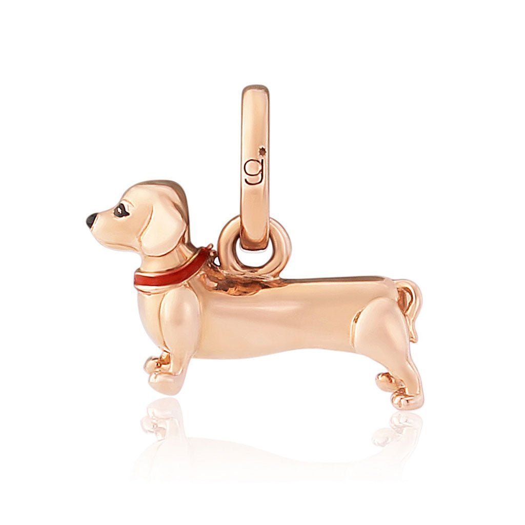 Gemma J Dachshund Dog Rose Gold Charm - Cotswold Jewellery