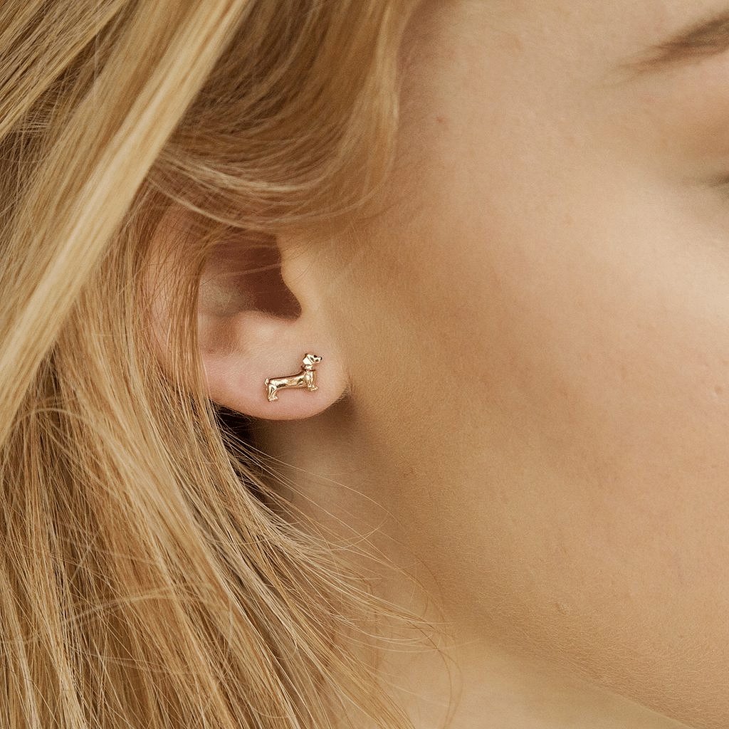 Gemma J Dachshund Dog Rose Gold Earrings - Cotswold Jewellery