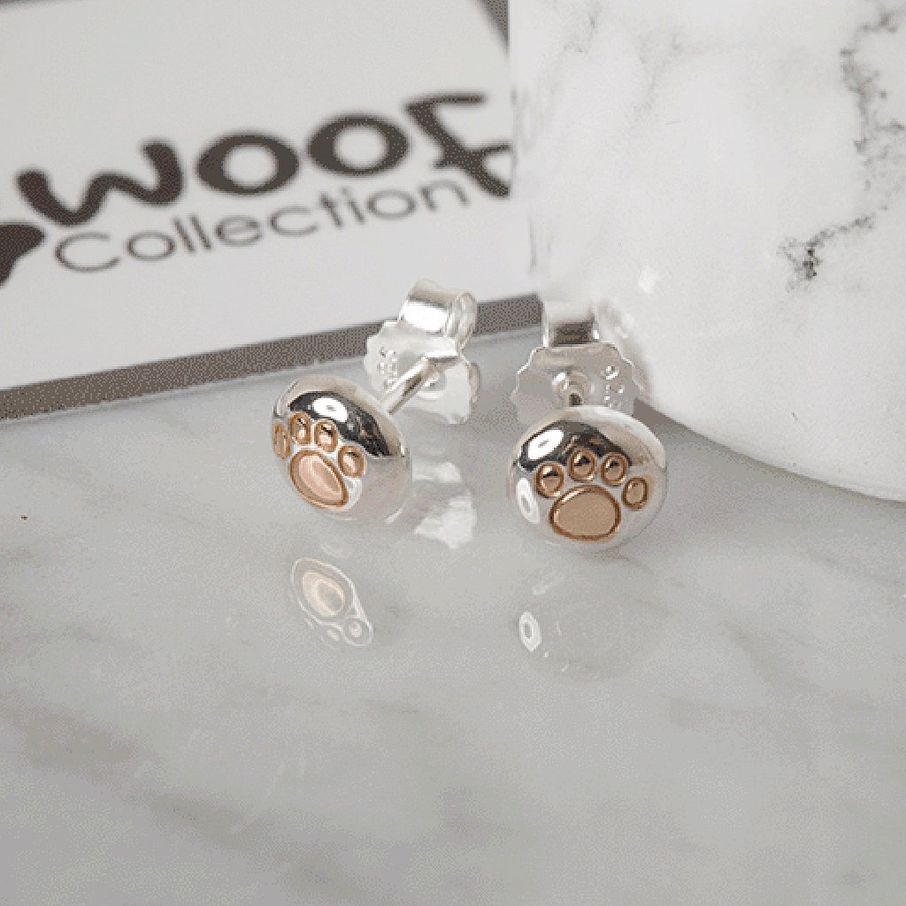 Gemma J Dog Paw Print Sterling Silver Earrings - Cotswold Jewellery