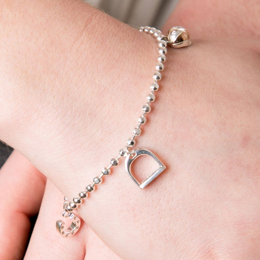 Gemma J Equestrian Beaded Sterling Silver Bracelet - Cotswold Jewellery