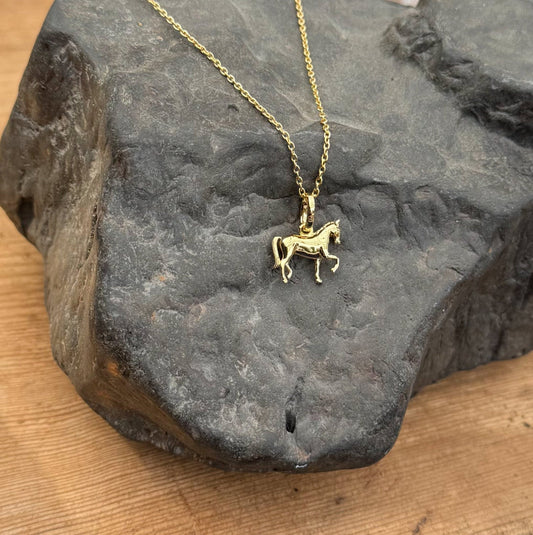Gemma J Gold Dressage Horse Necklace - Cotswold Jewellery