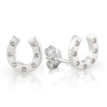 Gemma J Horseshoe Sparkly Sterling Silver Earrings - Cotswold Jewellery