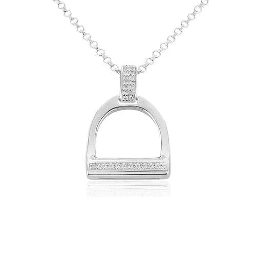 Gemma J Large Sparkly Sterling Silver Stirrup Necklace - Cotswold Jewellery