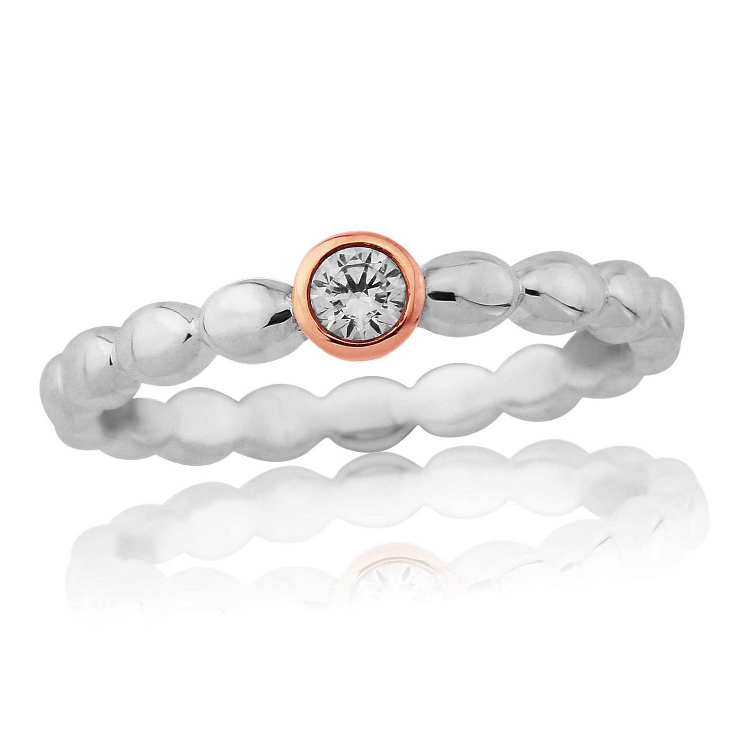 Gemma J Pebbled Dazzle Sterling Silver Ring - Cotswold Jewellery