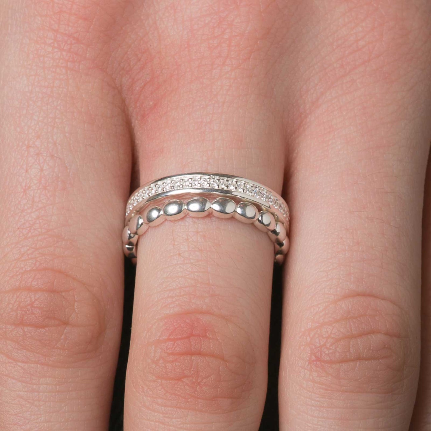 Gemma J Pebbled Eternity Sterling Silver Ring - Cotswold Jewellery