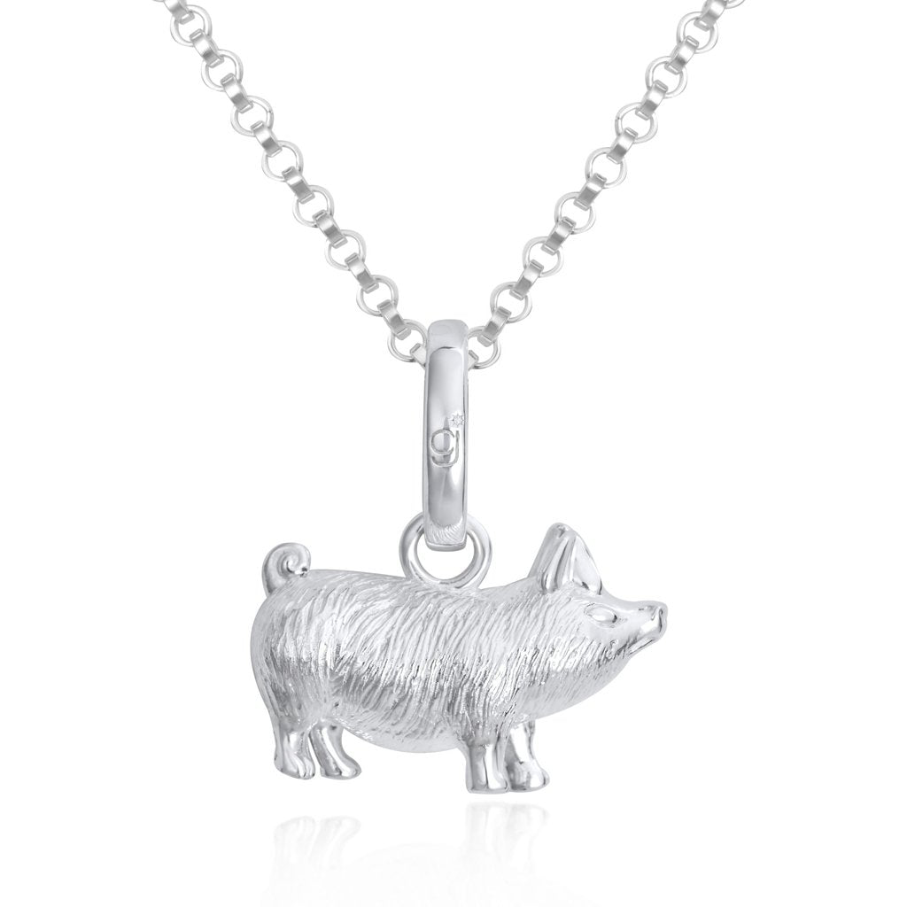 Gemma J Perfect Pig Silver Necklace - Cotswold Jewellery