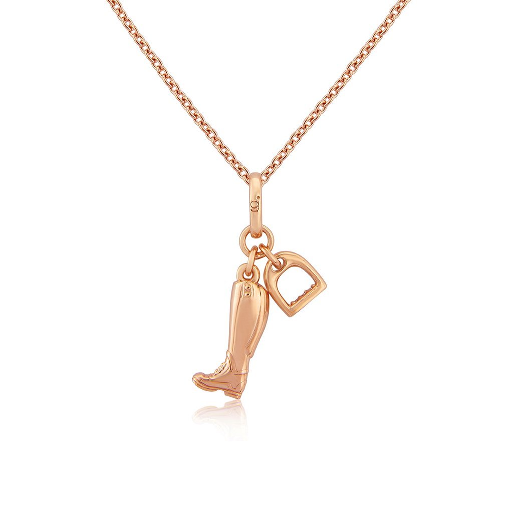 Gemma J Riding Boot & Stirrup Rose Gold Necklace - Cotswold Jewellery