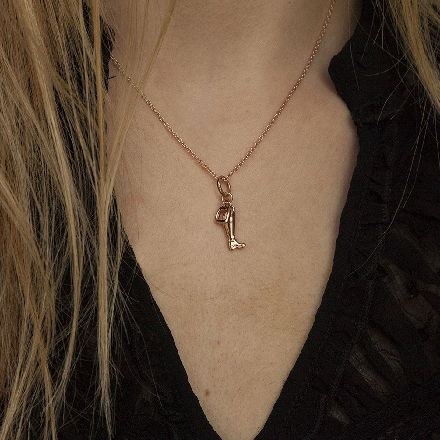 Gemma J Riding Boot & Stirrup Rose Gold Necklace - Cotswold Jewellery