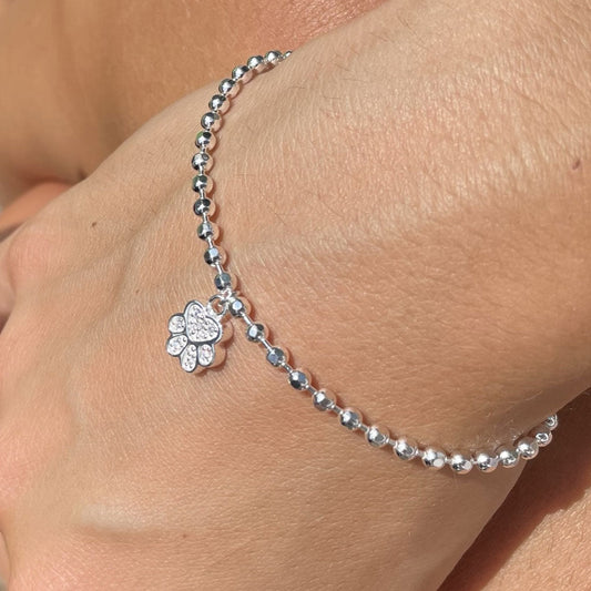 Gemma J Sparkly Paw Print Beaded Bracelet - Cotswold Jewellery