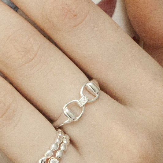Gemma J Sparkly Snaffle Ring - Cotswold Jewellery