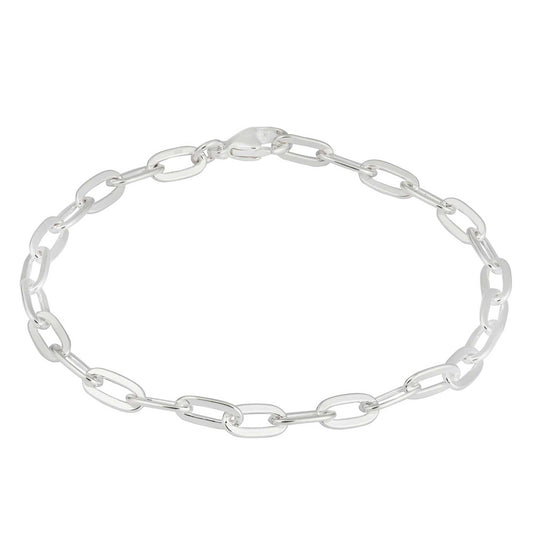 Gemma J Sterling Silver Oval Link Bracelet (can fit charms) - Cotswold Jewellery