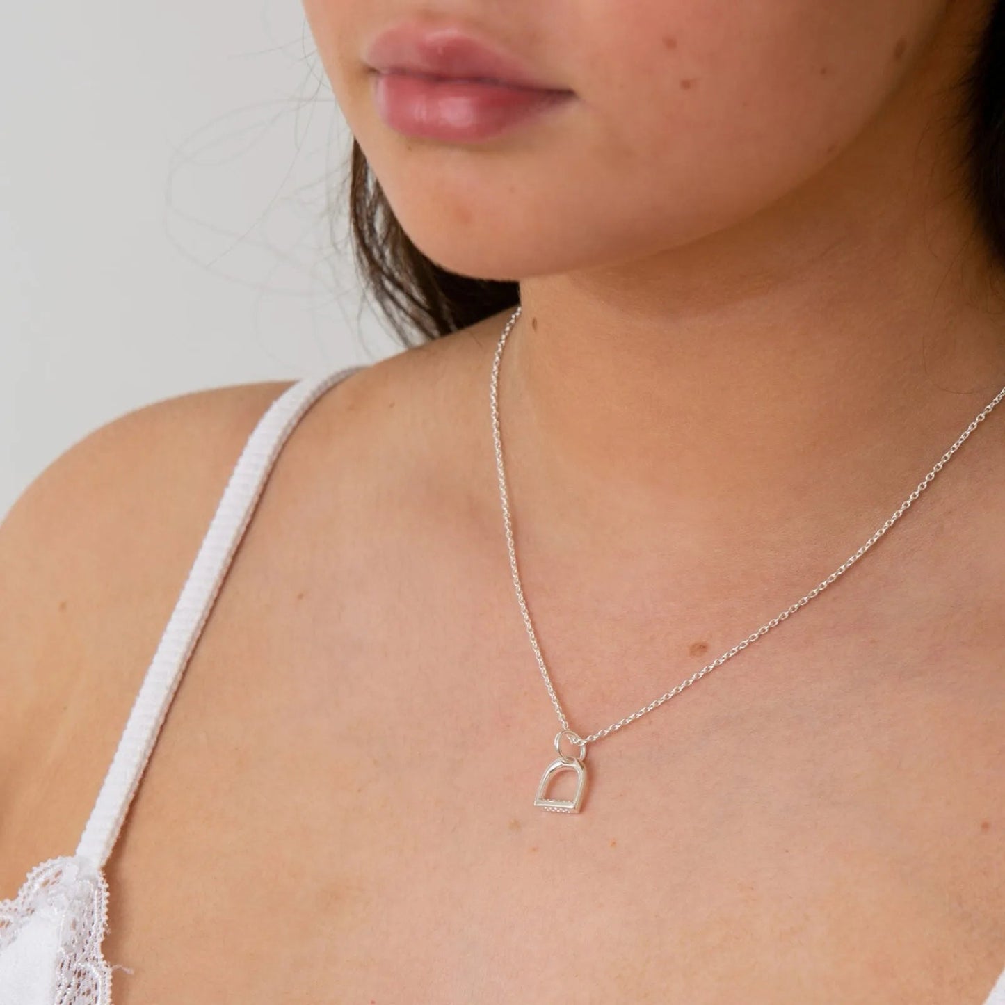 Gemma J Stirrup Sparkly Sterling Silver Necklace - Cotswold Jewellery