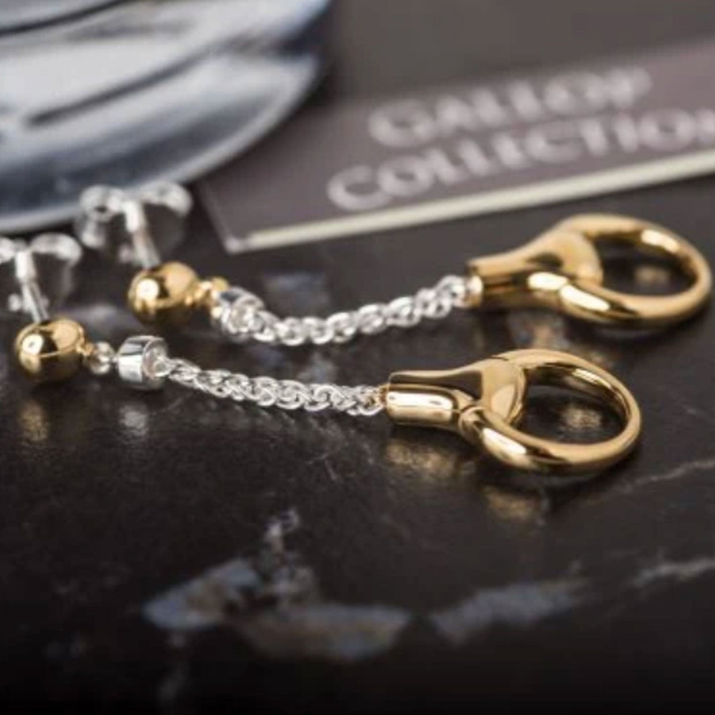 Gemma J Two Tone Snaffle Drop Earrings - Cotswold Jewellery