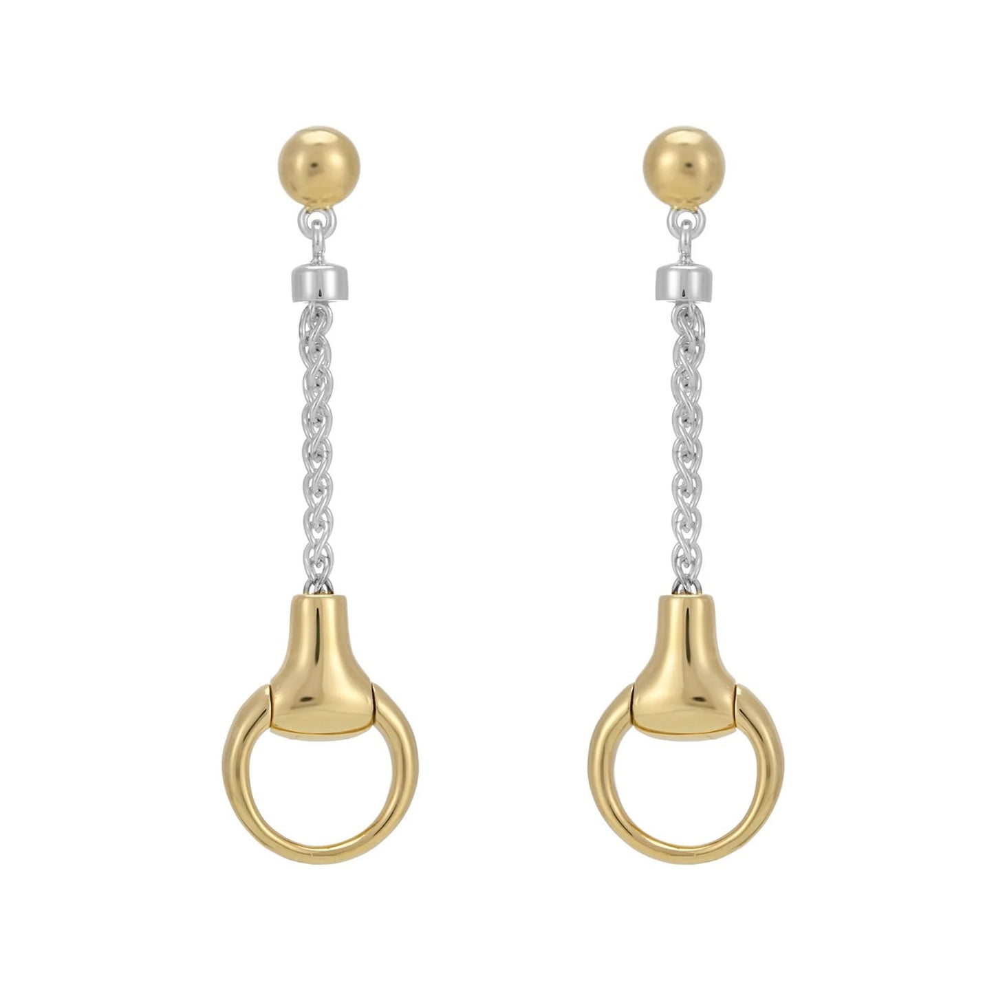 Gemma J Two Tone Snaffle Drop Earrings - Cotswold Jewellery