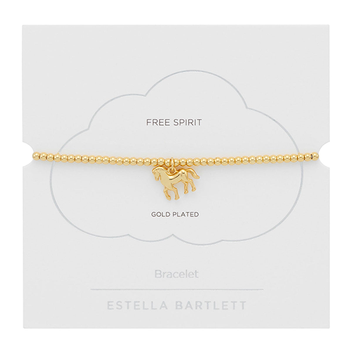 Gold Horse Bracelet on gift card on white background