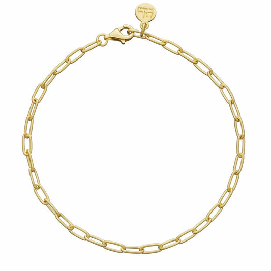 Gold chain bracelet on a white background