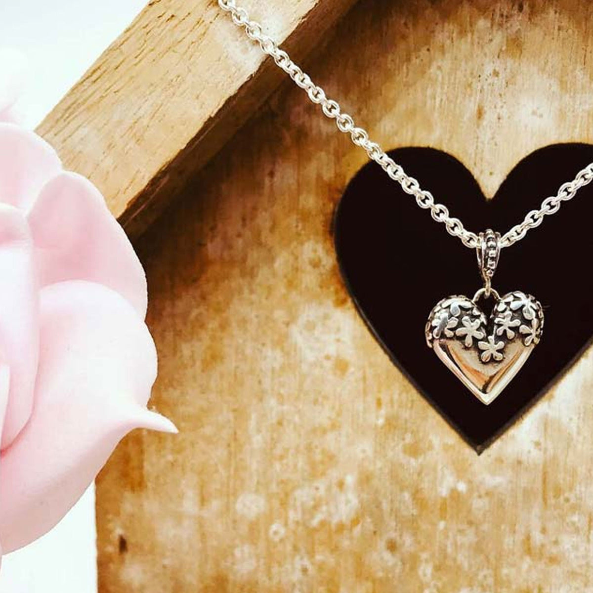 Pretty Heart Sterling Silver Handmade Necklace