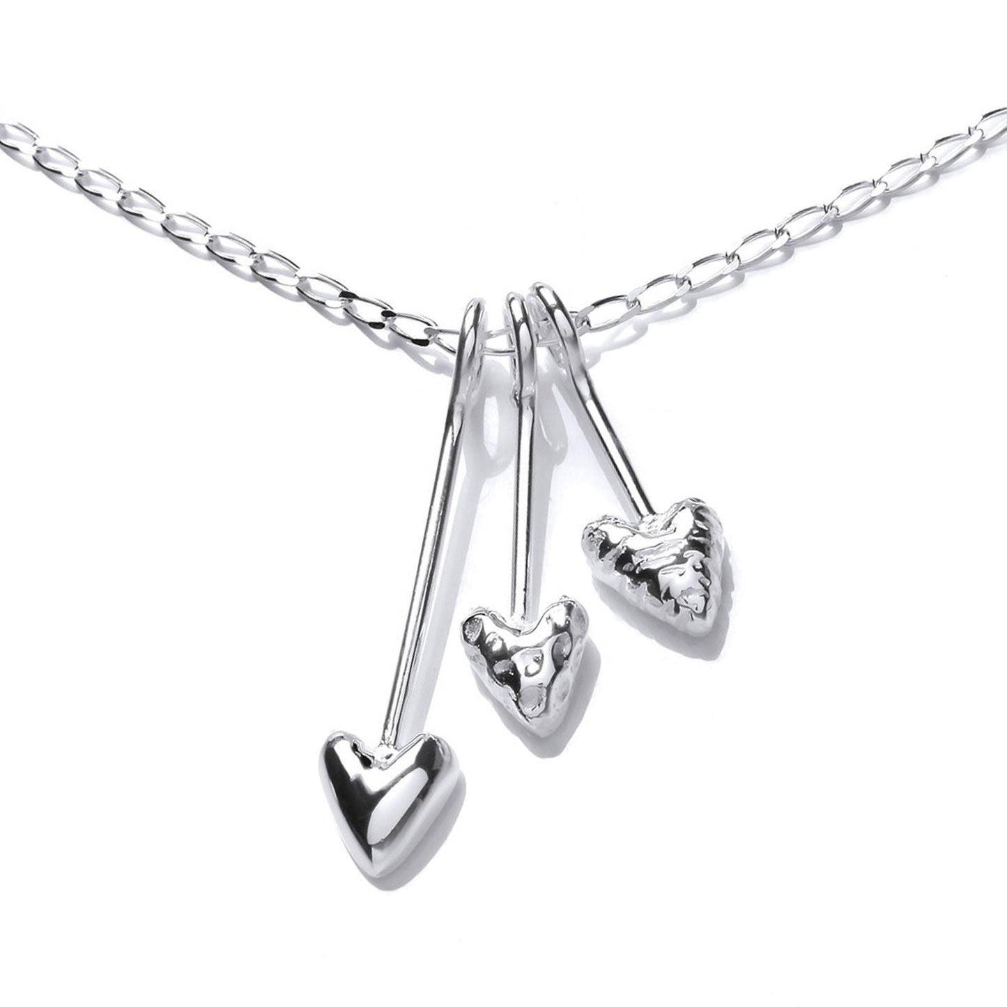 Gorgeous Three Hearts Sterling Silver Necklace - Cotswold Jewellery