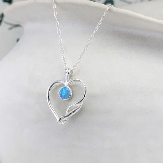 Handmade Silver & Opalite Heart Necklace - Cotswold Jewellery
