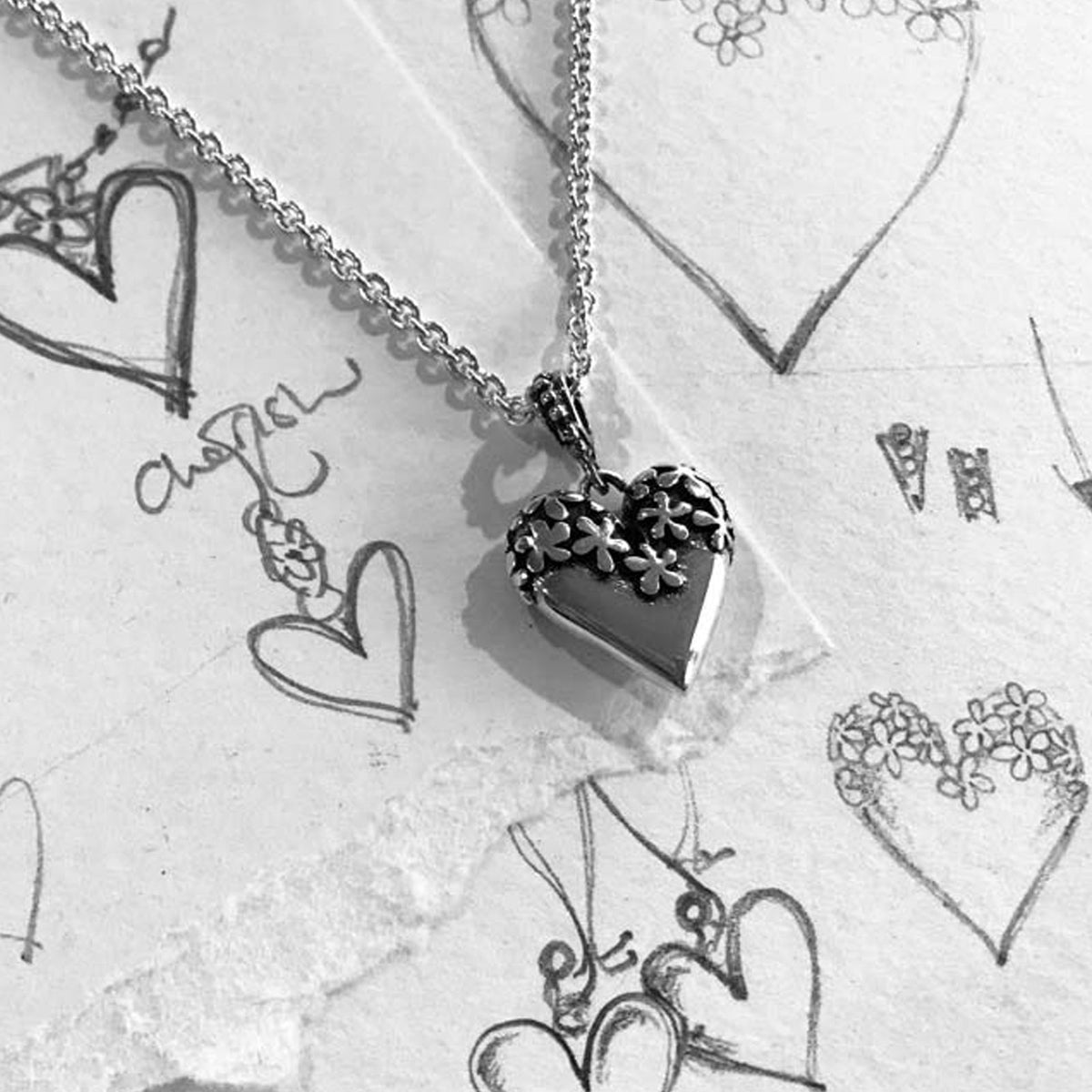 Pretty Heart Sterling Silver Handmade Necklace