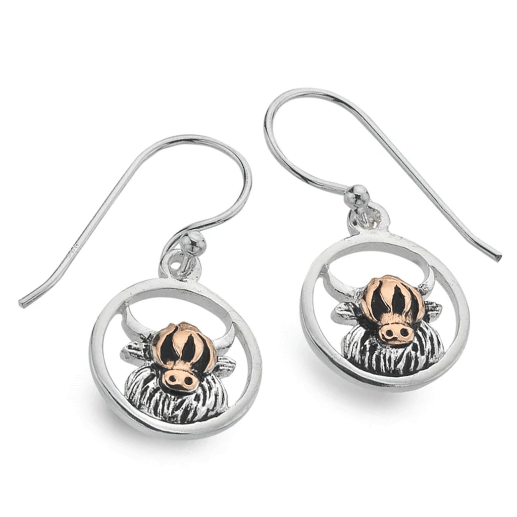 Highland Cow Drop Earrings - Cotswold Jewellery