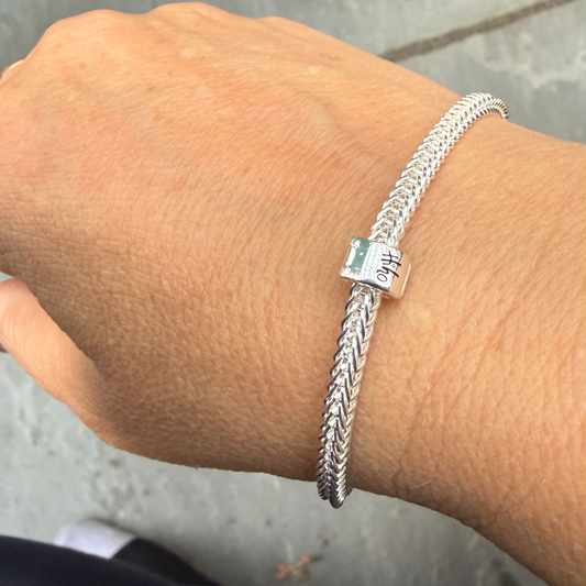 foxtail bracelet on wrist