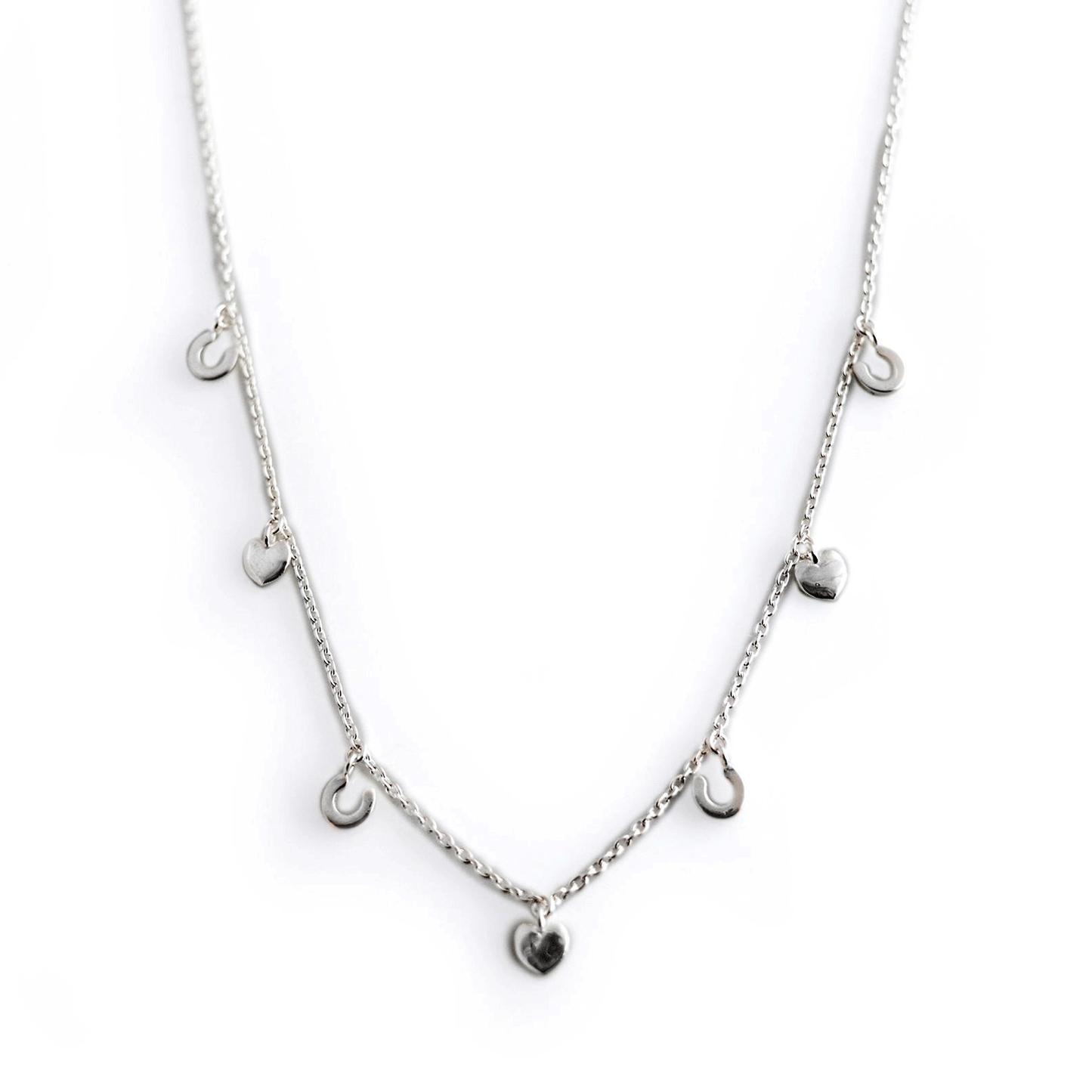 Hiho Silver Hearts and Horseshoes Necklace - Cotswold Jewellery