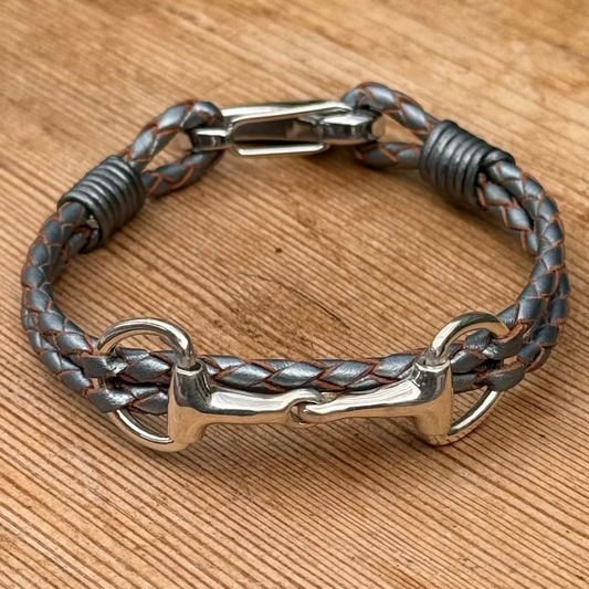 Grey plaited snaffle bracelet