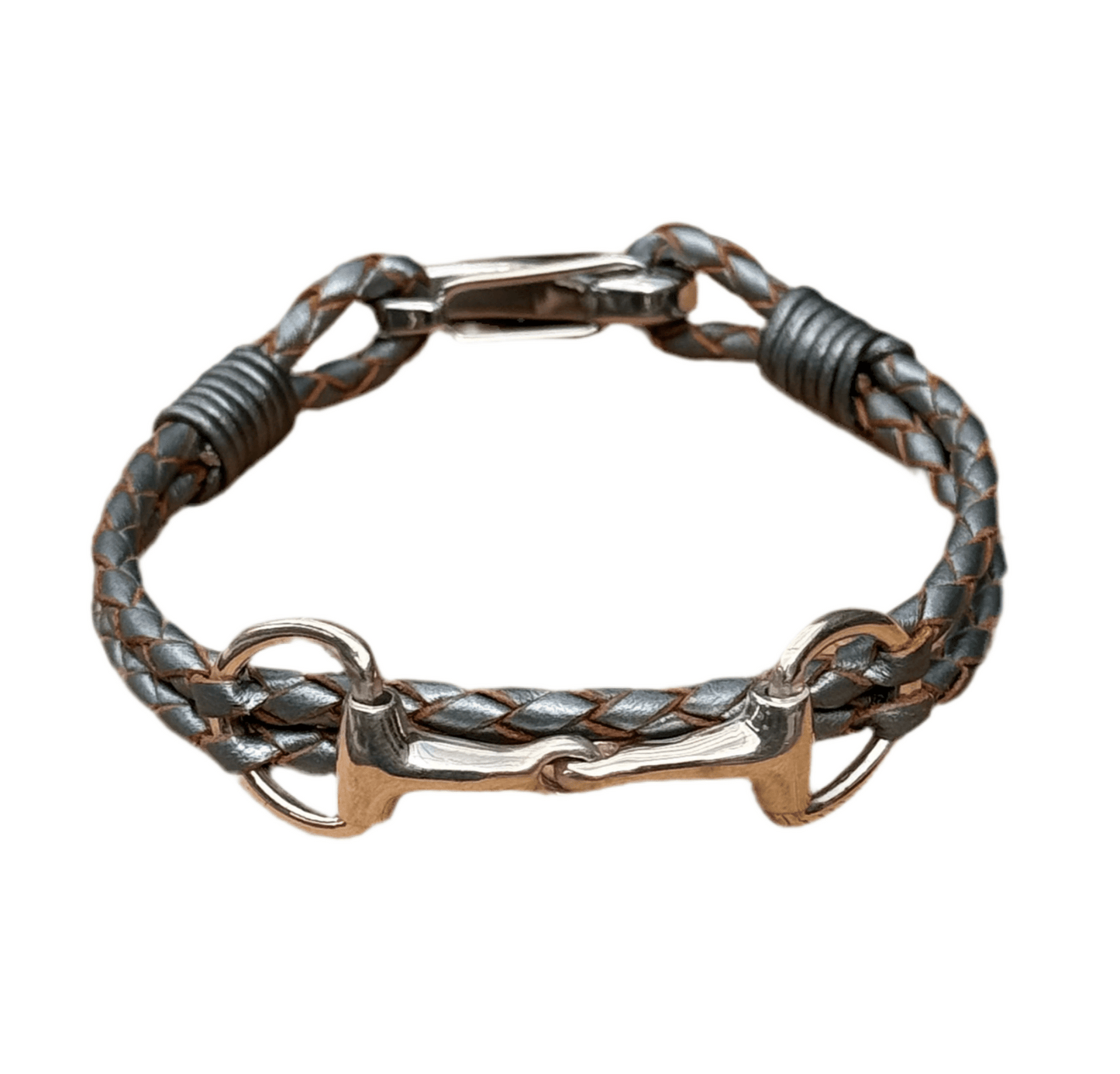 Hiho Silver Snaffle Grey Plaited Bracelet - Cotswold Jewellery