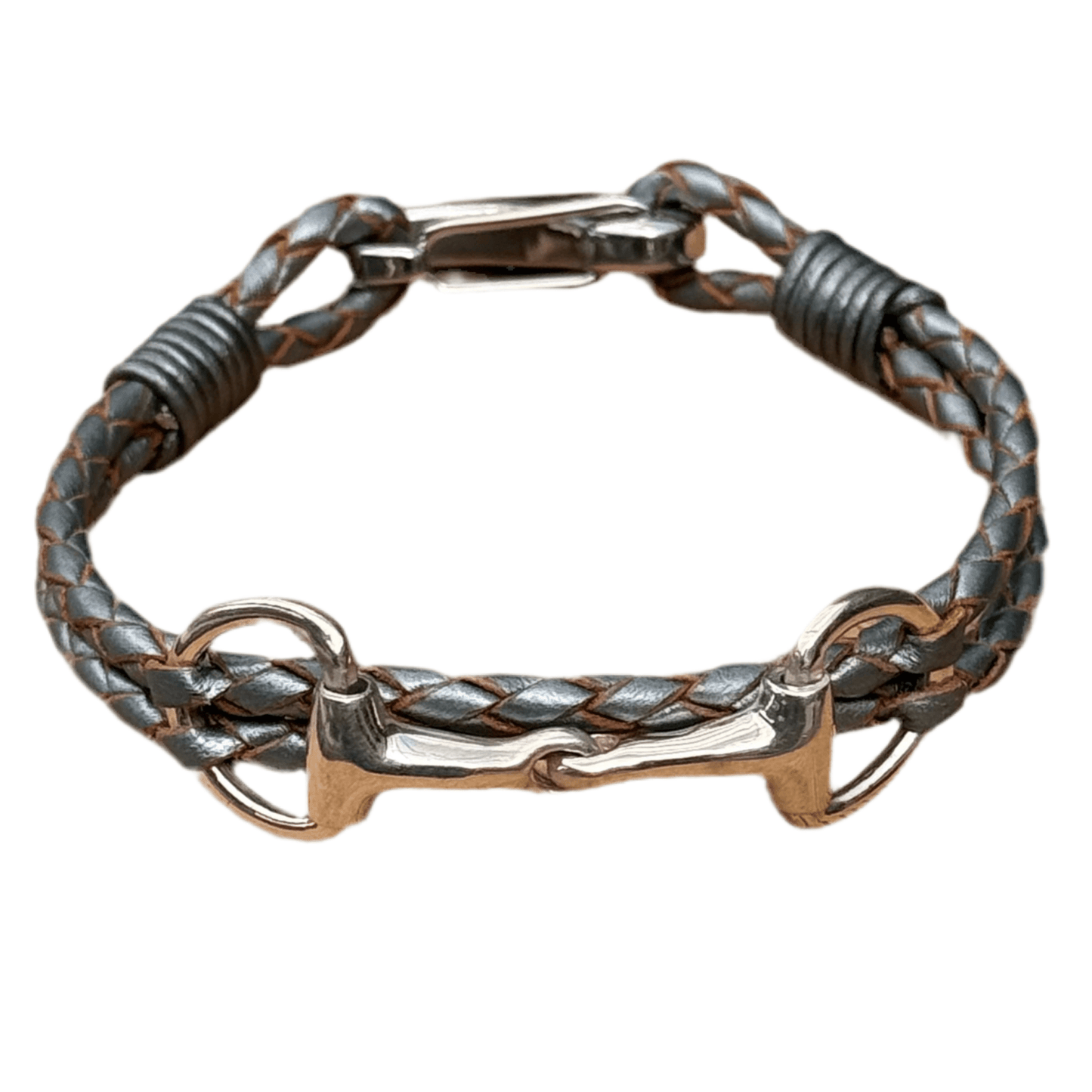 Hiho Silver Snaffle Grey Plaited Bracelet - Cotswold Jewellery
