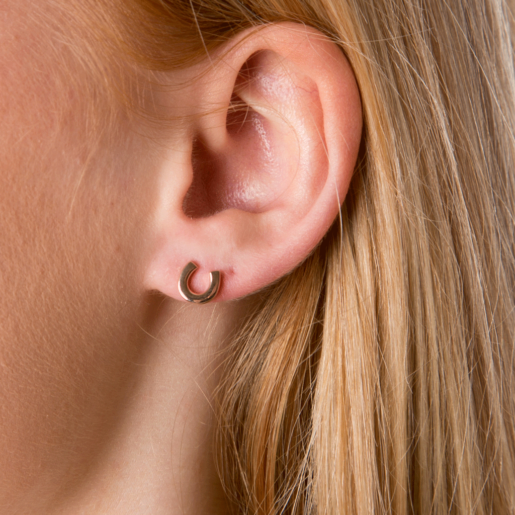 Horseshoe Rose Gold Earrings - Cotswold Jewellery