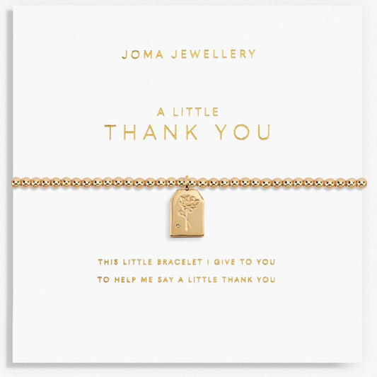 Joma Jewellery A Little Thankyou Bracelet Gold - Cotswold Jewellery