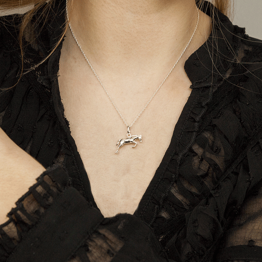 Jumping Horse Sterling Silver Necklace - Cotswold Jewellery