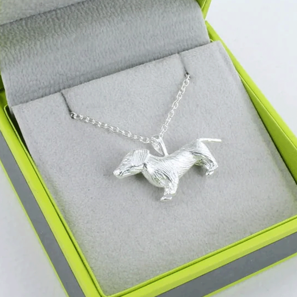 Large Sterling Silver Dachshund Necklace - Cotswold Jewellery