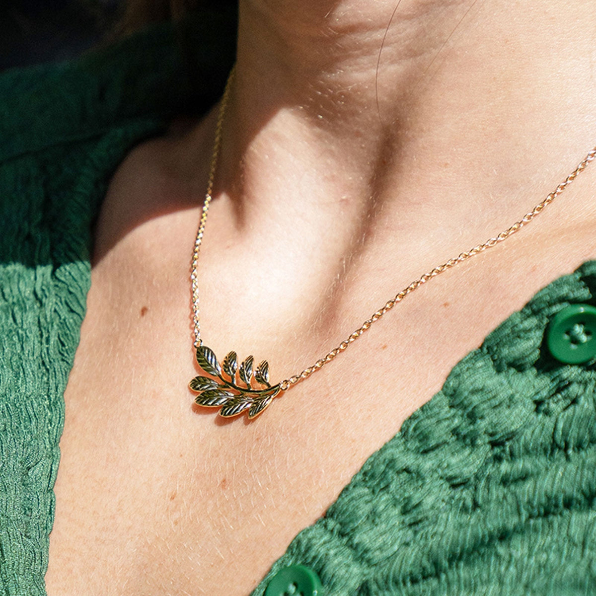 Laurel Leaf Gold Necklace - Cotswold Jewellery