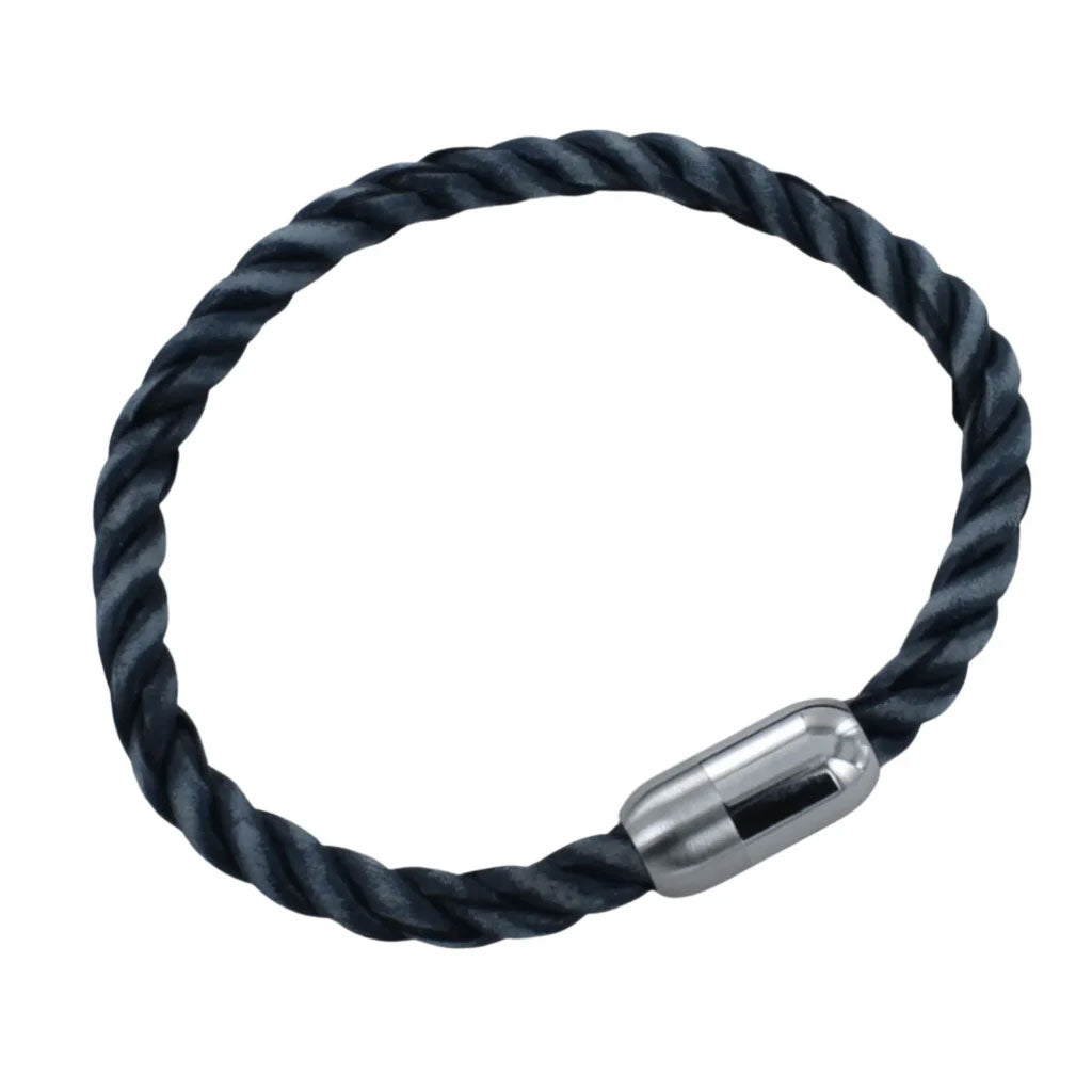 Reeves & Reeves Twisted Bond Leather Blue Bracelet