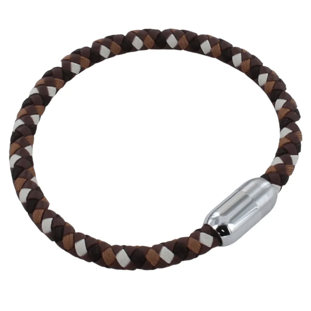 Men's Casino Brown Leather Bracelet - Cotswold Jewellery