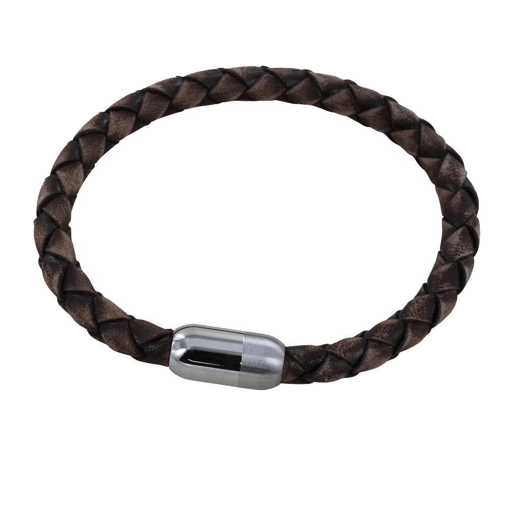 Men's Vintage Brown Leather Bracelet - Cotswold Jewellery